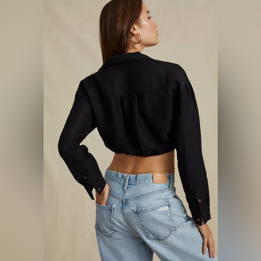 Pilcro Keyhole Shrunken Shirt in Black - Size XS - Picture 3 of 6